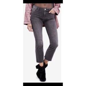 Free People Women's Jeans Faded Black Raw Hem Ankle Jeans Size 31 X 27 NWT